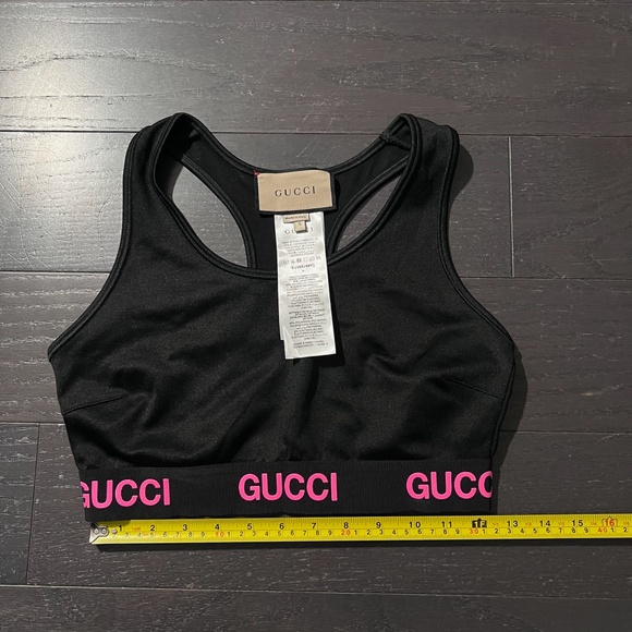 NEW GUCCI Sports Bra black/pink Logo Band Bralette Size Small women - Picture 2 of 8